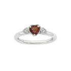 Personally Stackable Genuine Garnet And Diamond-accent Sterling Silver Stackable Heart Ring