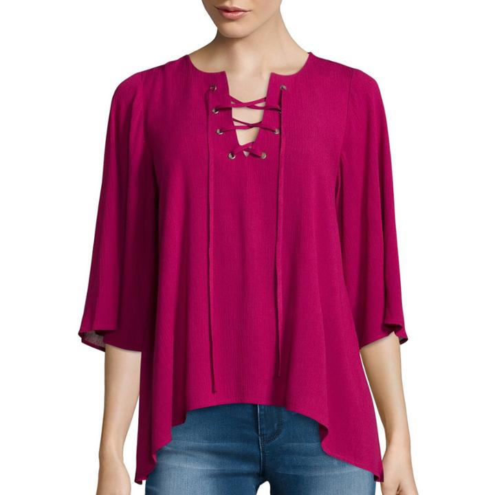Decree Bell-sleeve Lace-up Top