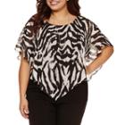 Alyx Short Sleeve Round Neck Woven Blouse With Necklace-plus