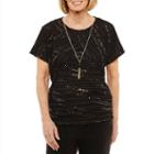 Alfred Dunner Deck The Halls Short Sleeve Crew Neck T-shirt-womens