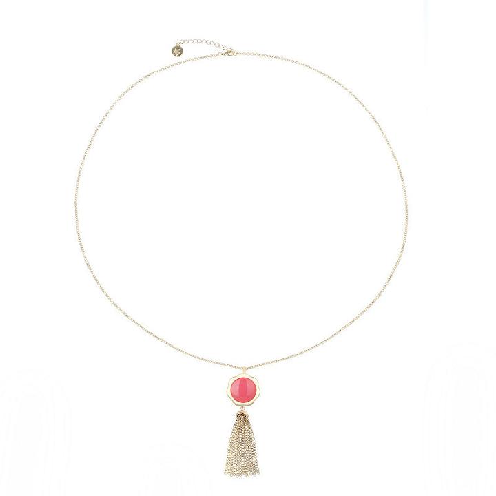 Liz Claiborne Womens Pink Flower Pendant Necklace