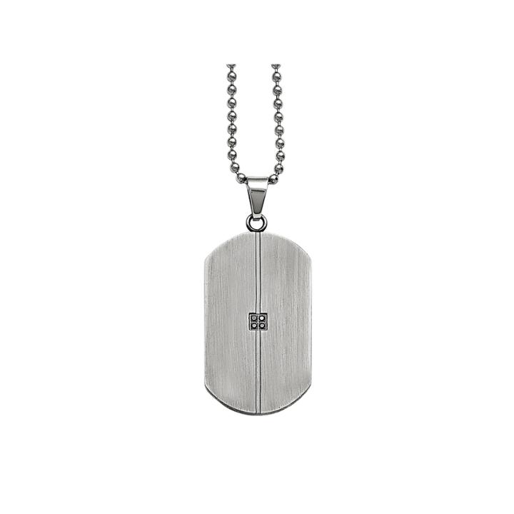 Mens Diamond Accent Stainless Steel Dog Tag Pendant