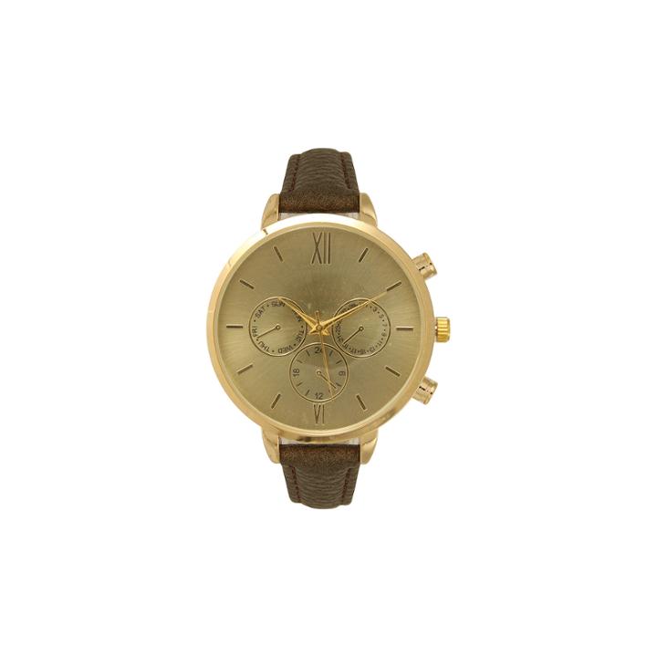 Olivia Pratt Womens Brown Strap Watch-16179bronze
