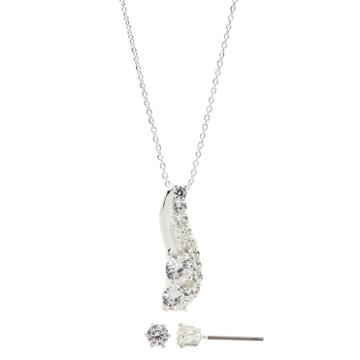 Sparkle Allure Womens 2-pack Clear Brass Jewelry Set