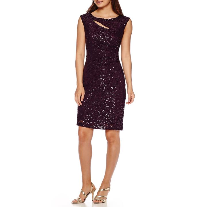 Scarlett Sleeveless Sequin Lace Cutout Sheath Dress