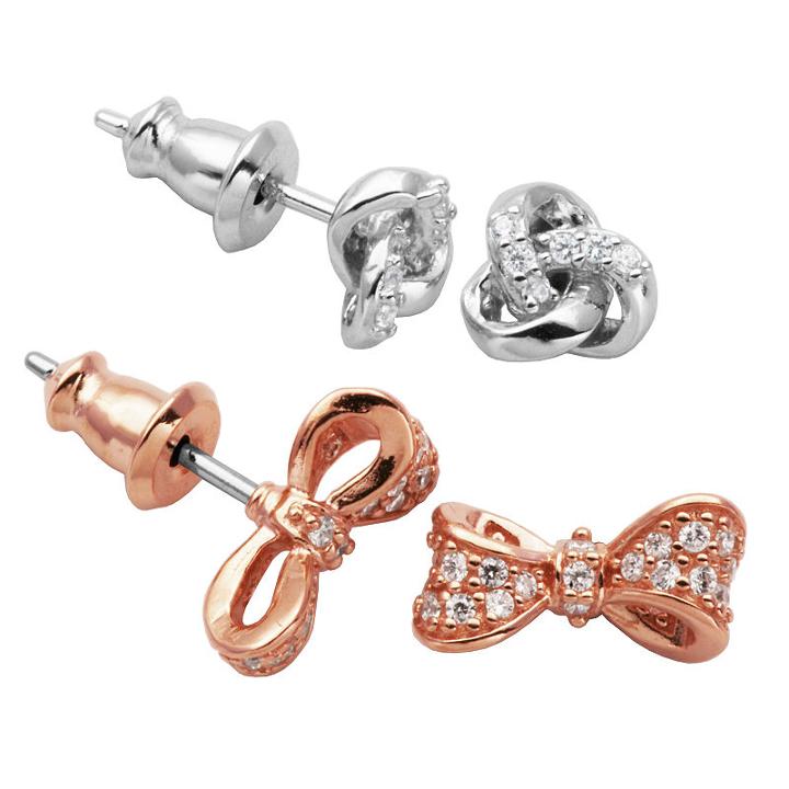 2 Pair Lab Created White Cubic Zirconia Earring Sets