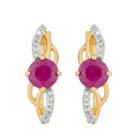 Diamond Accent Lab Created Red Ruby 10k Gold Drop Earrings