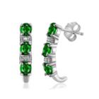 Diamond Accent Green Chrome Diopside Drop Earrings