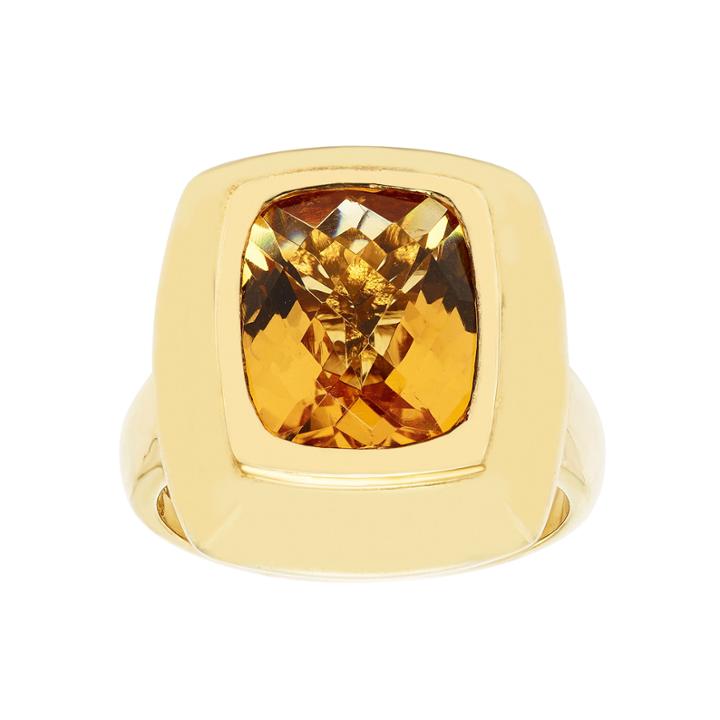 Womens Orange Citrine Gold Over Silver Cocktail Ring