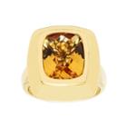Womens Orange Citrine Gold Over Silver Cocktail Ring