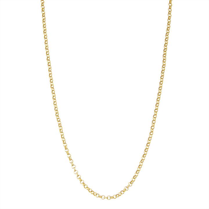 14k Gold Over Silver Solid Link 16 Inch Chain Necklace