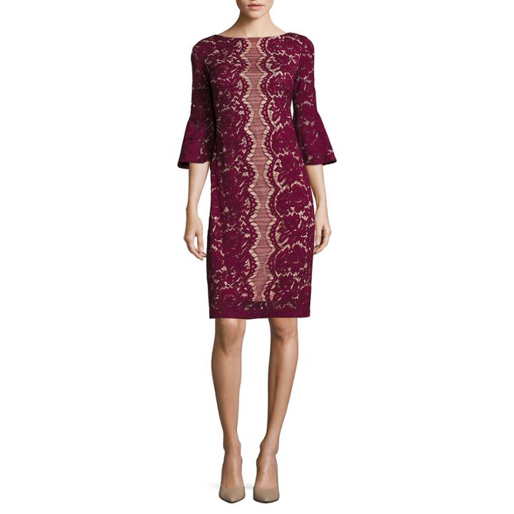 Danny & Nicole 3/4-bell-sleeve Corded Lace Shift Dress