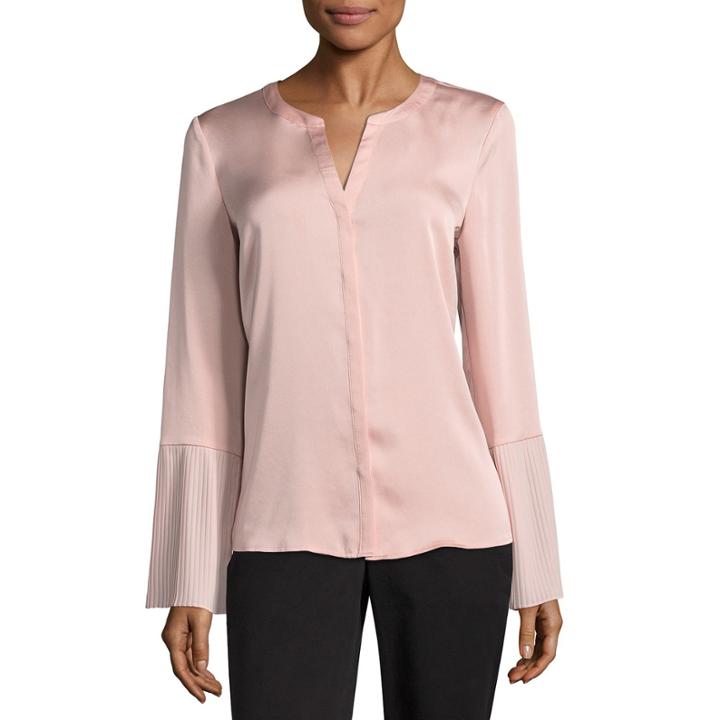 Worthington Pleat Bell Sleeve Blouse