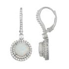 Lab Created White Opal Sterling Silver 27.2mm Round Hoop Earrings