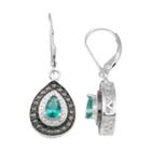Sterling Silver Lab-created Emerald & Diamond Earrings