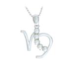 Capricorn Zodiac Cultured Freshwater Pearl And Cz Sterling Silver Pendant Necklace