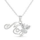Womens 1/2 Ct. T.w. White Cubic Zirconia Butterfly Pendant Necklace