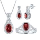 Womens 3-pc. Red Garnet Sterling Silver Jewelry Set