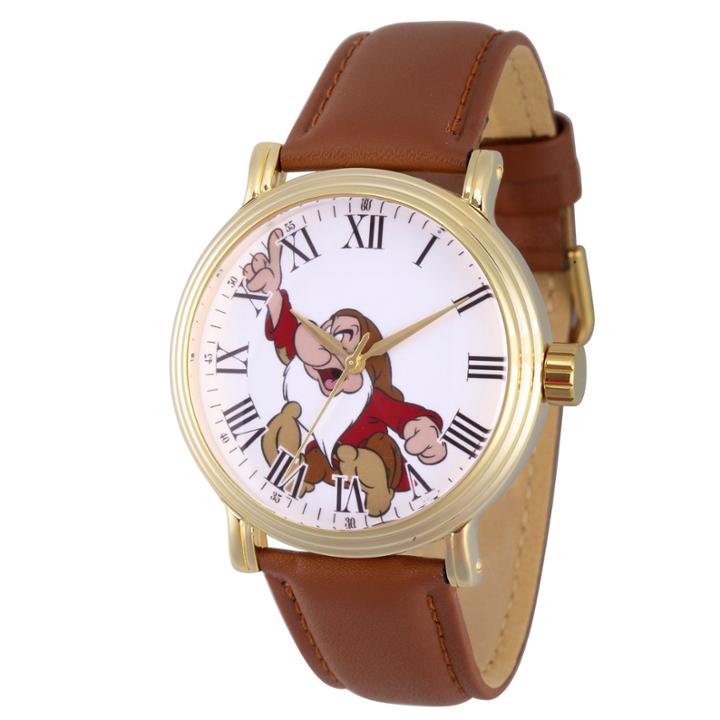 Disney Snow White Mens Brown Strap Watch-wds000341