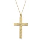 Infinite Gold&trade; 14k Yellow Gold Diamond-cut Cross Pendant Necklace