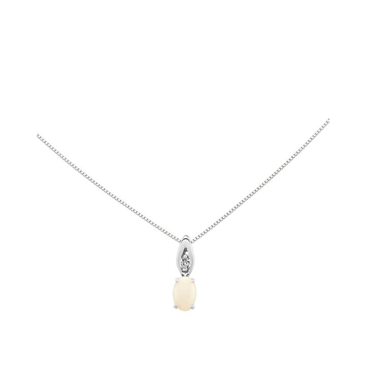 Lab-created Opal Diamond-accent 14k White Gold Pendant Necklace