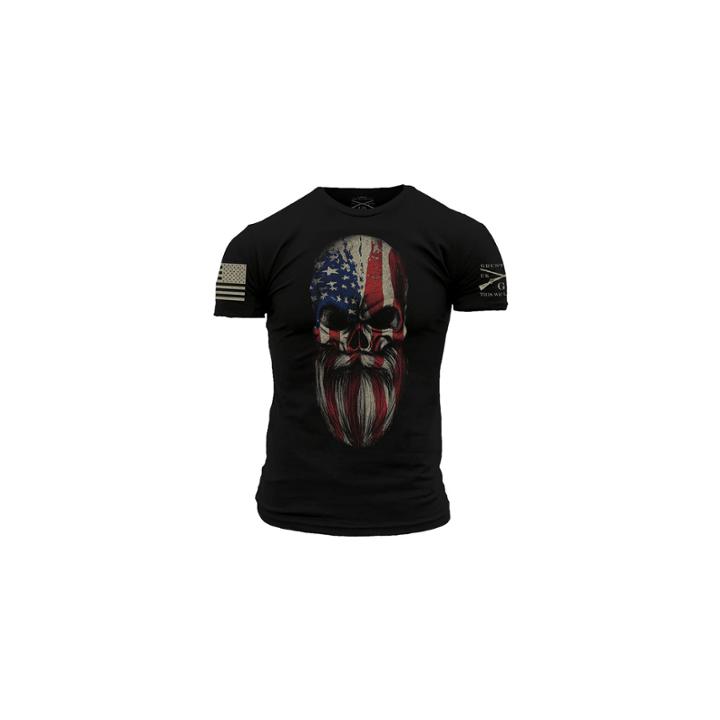 Grunt Style American Beard Skull Graphic T-shirt
