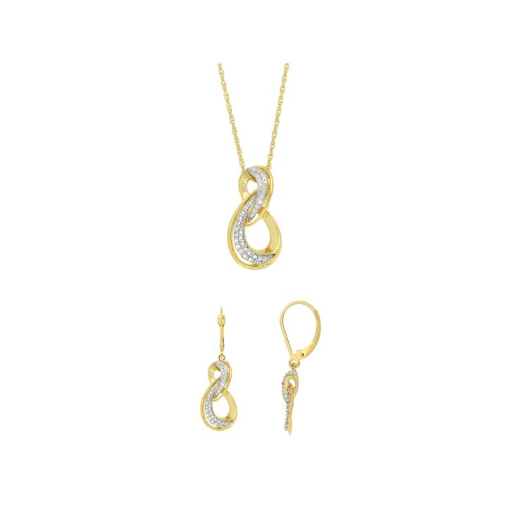 1/5ct. T.w. Diamond 14k Yellow Gold Over Silver 2 Piece Box Set