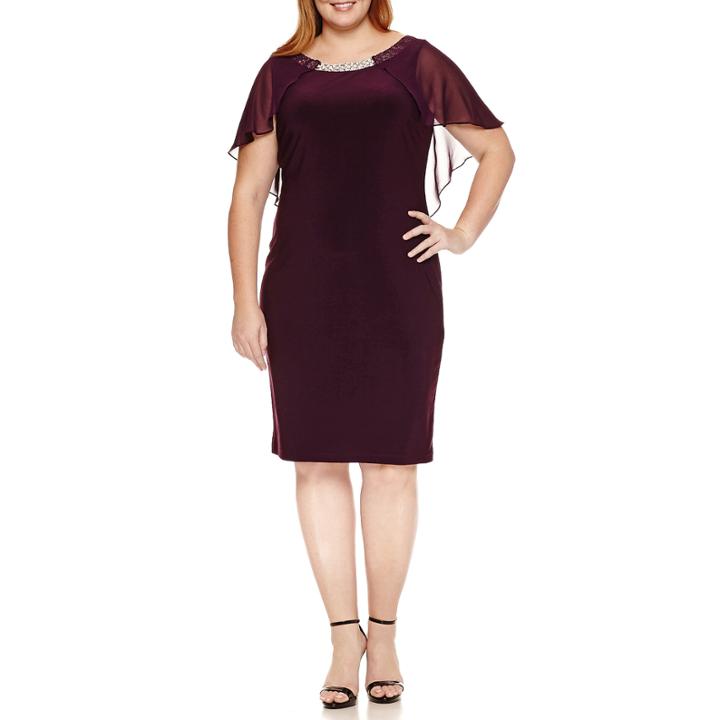 Blu Sage Short Sleeve Embellished Sheath Dress-plus