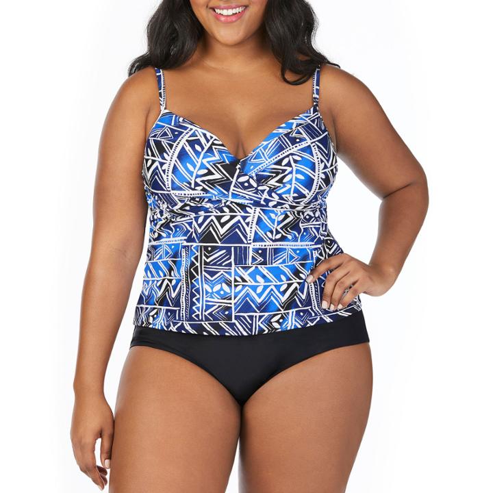 St. John's Bay Tribal Patch Underwire Wrap Tankiniswimsuit Top-plus