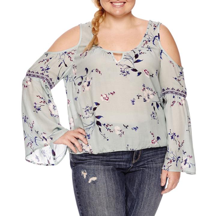Arizona Cold Shoulder Peasant Top- Juniors Plus