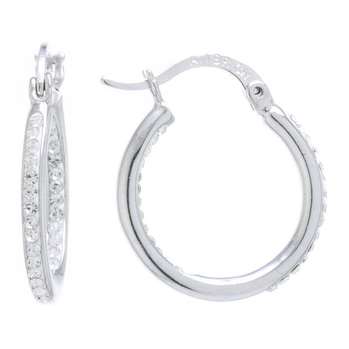 Silver Treasures 20mm Inside Out Click Top Clear Pure Silver Over Brass 20mm Hoop Earrings