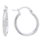 Silver Treasures 20mm Inside Out Click Top Clear Pure Silver Over Brass 20mm Hoop Earrings