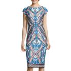 Worthington Cap-sleeve Print Scuba Dress