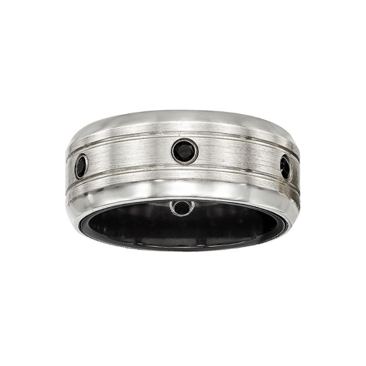 Edward Mirell Mens Genuine Black Spinel Titanium Wedding Band