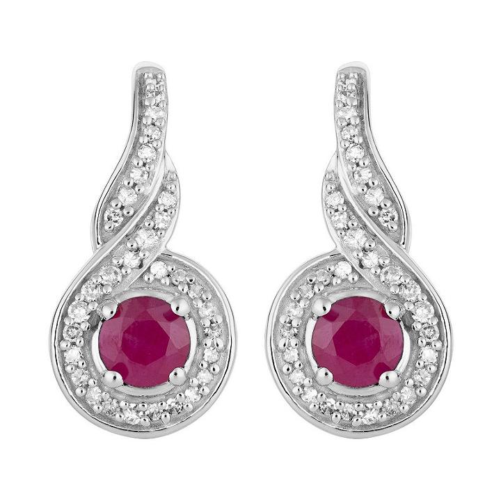 1/5 Ct. T.w. Lab Created Red Ruby 10k White Gold Round Drop Earrings