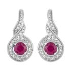 1/5 Ct. T.w. Lab Created Red Ruby 10k White Gold Round Drop Earrings