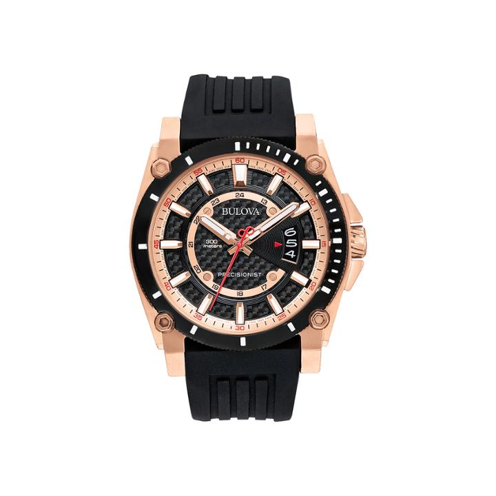 Bulova Precisionist Mens Black Silicone Strap Watch 98b152