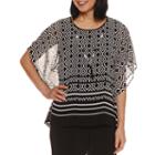 Alfred Dunner Short Sleeve Crew Neck Woven Blouse