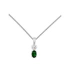 Womens Diamond Accent Green Emerald Sterling Silver Pendant Necklace