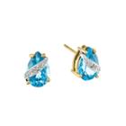 Pear-shaped Genuine Blue Topaz And Diamond-accent 14k Yellow Gold Earrings