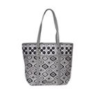 Waverly Black White Ikat Quilted Large Tote Bag