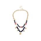 Bleu&trade; Nautical Navy Gold-tone Bead Layered Necklace