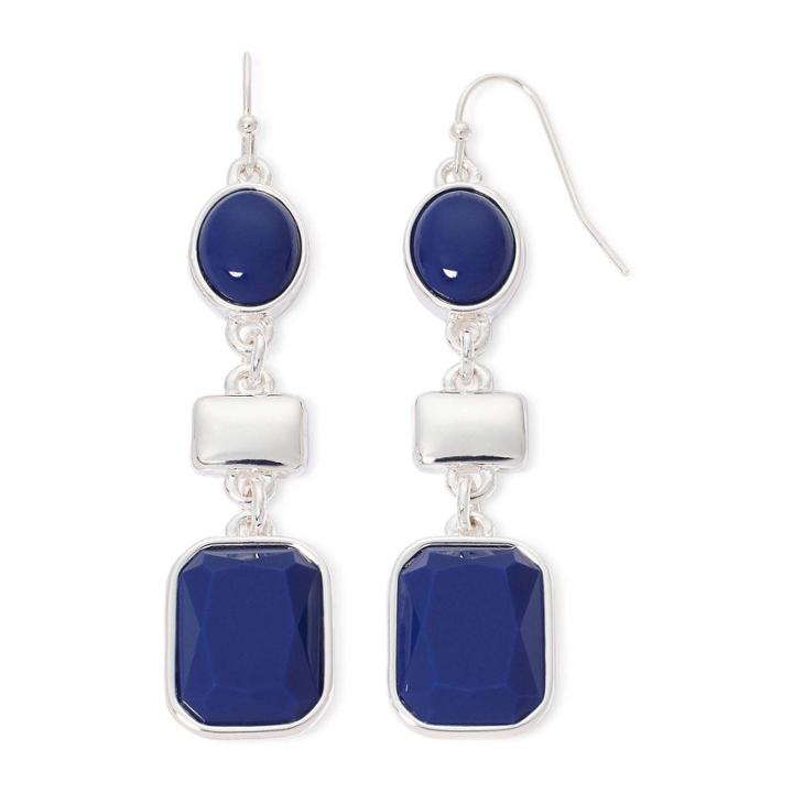 Liz Claiborne Blue Silver-tone Drop Earrings