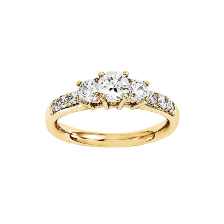 1/3 Ct. T.w. Diamond 14k Yellow Gold Prong Set 3-stone Ring