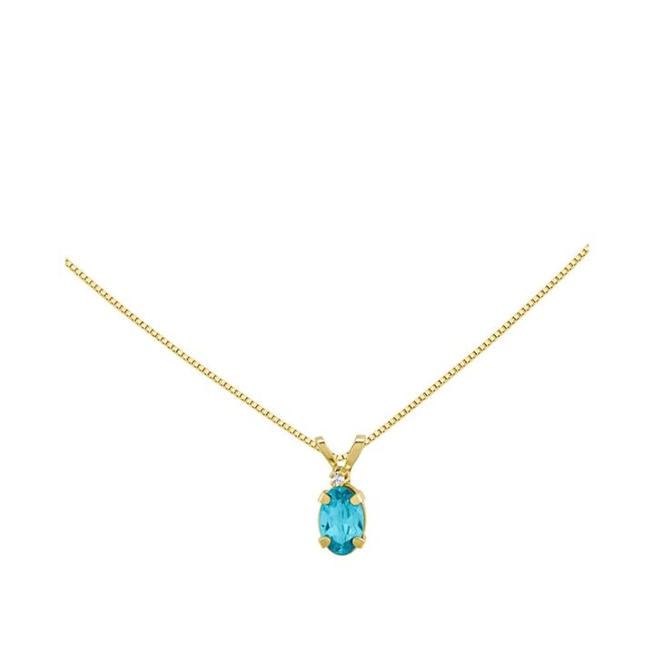 Genuine Swiss Blue Topaz Diamond-accent 14k Yellow Gold Birthstone Pendant Necklace