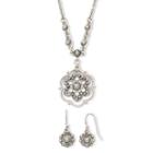Liz Claiborne Simulated Marcasite Pendant Necklace & Drop Earring Set