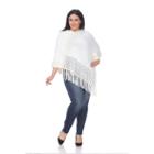 White Mark 'sansa' Gold Knit Fringe Poncho - Plus