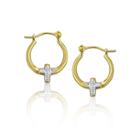 14k Two Tone Gold 13.5mm Cross Hoop Earrings