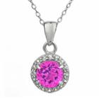 Faceted Lab-created Pink Sapphire & White Topaz Sterling Silver Pendant Necklace
