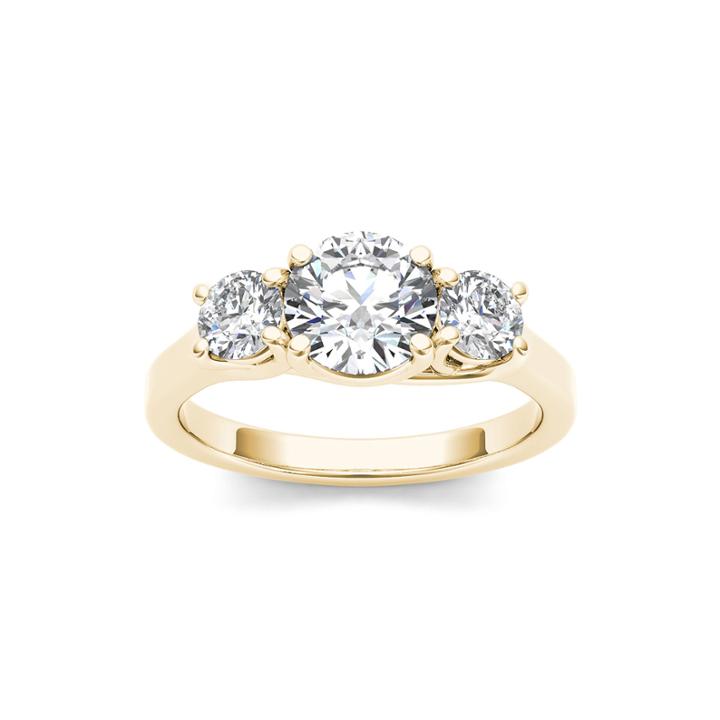1 1/2 Ct. T.w. Diamond 14k Yellow Gold 3-stone Engagement Ring